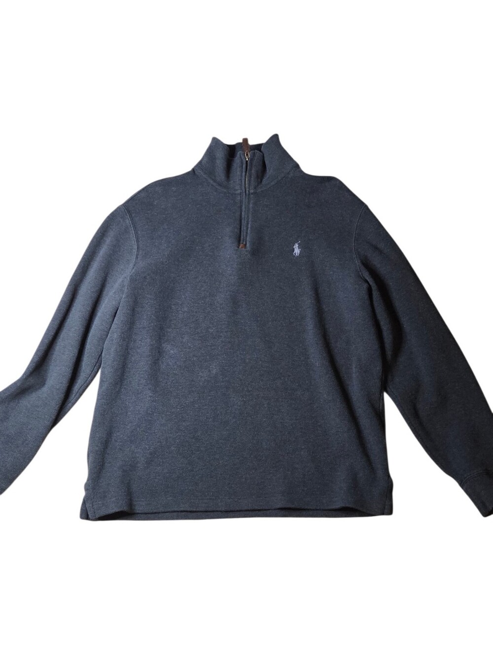 Polo Ralph Lauren Sweater Charcoal Rib Quarter Zip Pony Pullover Men Medium